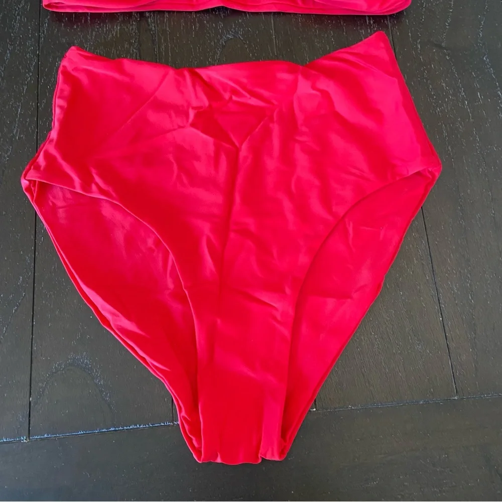 Blooming Jelly Womens Tie Knot High Rise Two Piece Cherry Red Swimsuit Small NWT